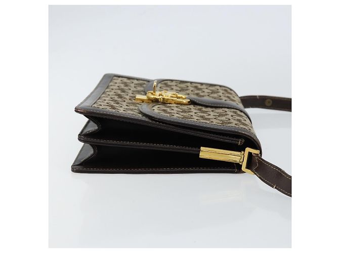 Céline Borsa a Spalla Celine C Sulky in Tela Marrone Oro Auth gh1083 D'oro - vista 3