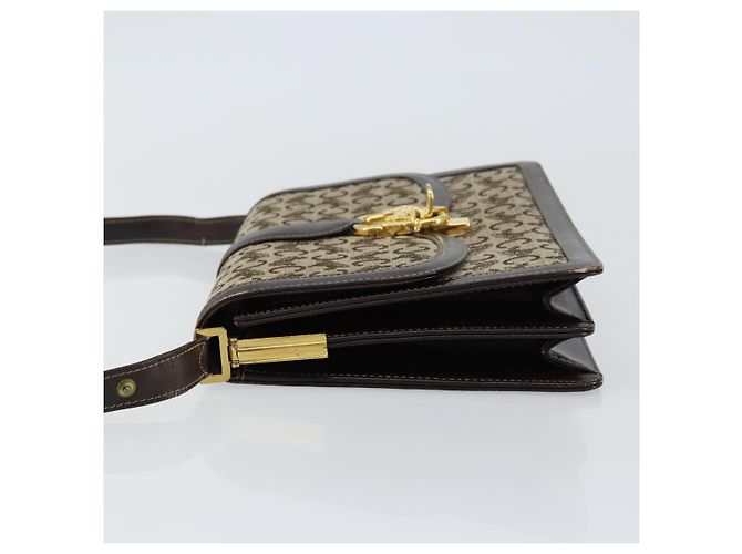 Céline Borsa a Spalla Celine C Sulky in Tela Marrone Oro Auth gh1083 D'oro - vista 4