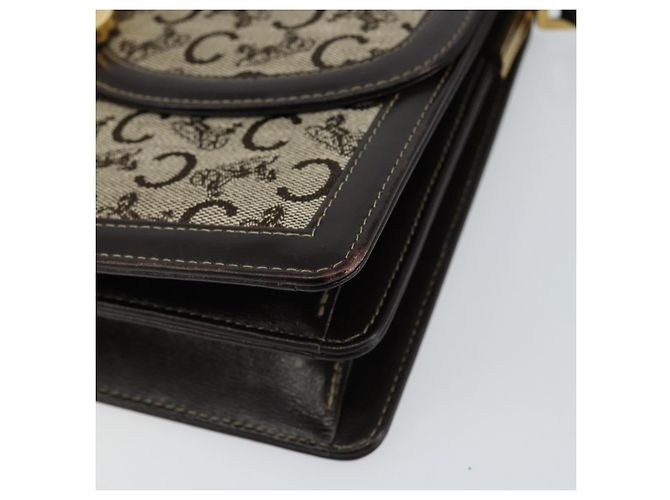 Céline Borsa a Spalla Celine C Sulky in Tela Marrone Oro Auth gh1083 D'oro - vista 9