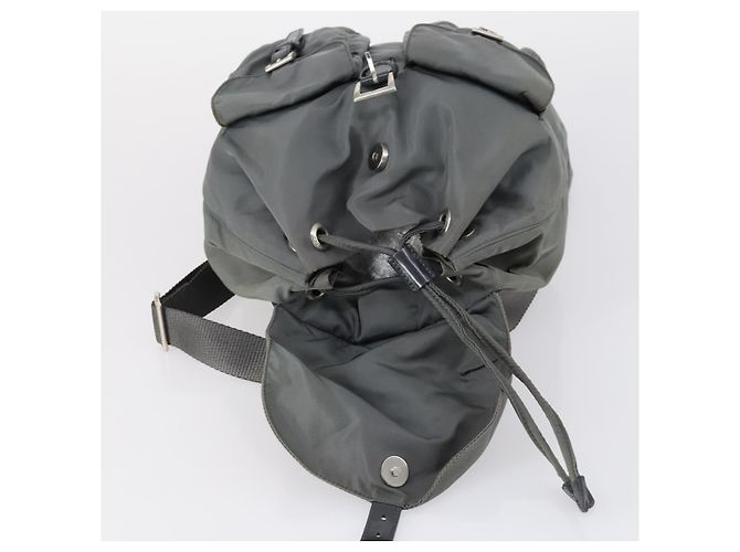 PRADA Rucksack aus grauem Nylon mit Silber authentisch kk572 Braun - Ansicht 10