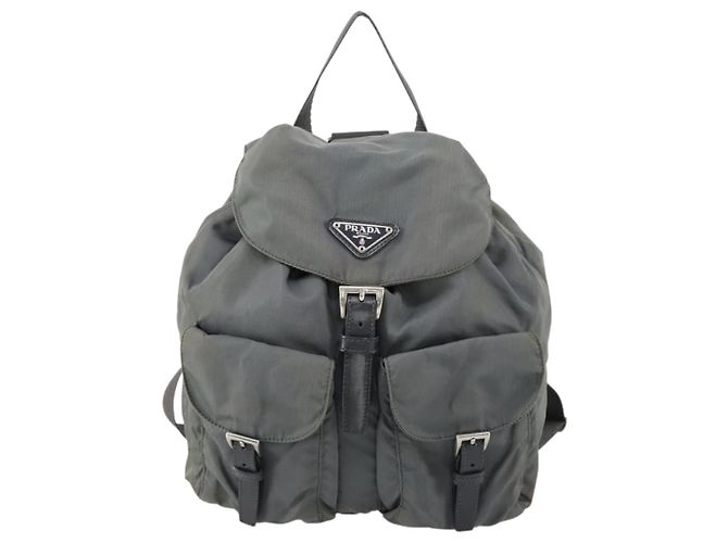 PRADA Rucksack aus grauem Nylon mit Silber authentisch kk572 Braun - Ansicht 13