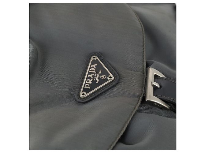 PRADA Rucksack aus grauem Nylon mit Silber authentisch kk572 Braun - Ansicht 19