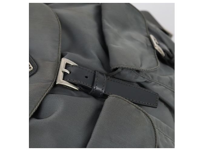 PRADA Rucksack aus grauem Nylon mit Silber authentisch kk572 Braun - Ansicht 20