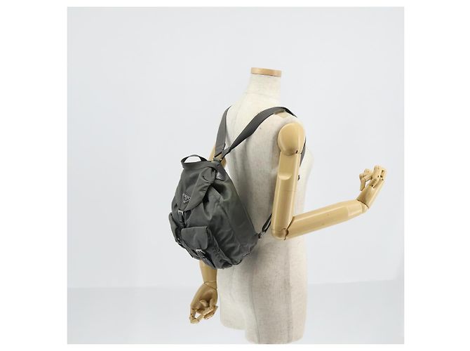 PRADA Rucksack aus grauem Nylon mit Silber authentisch kk572 Braun - Ansicht 26