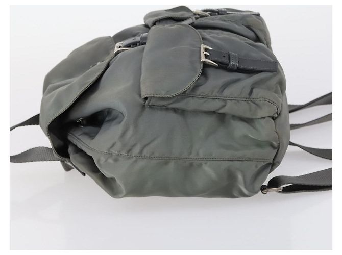 PRADA Rucksack aus grauem Nylon mit Silber authentisch kk572 Braun - Ansicht 4