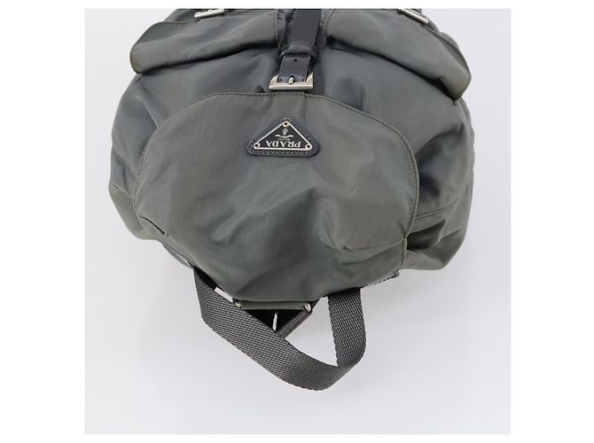 PRADA Rucksack aus grauem Nylon mit Silber authentisch kk572 Braun - Ansicht 6