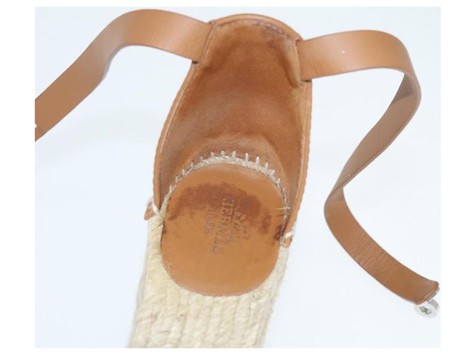 Hermès HERMES Tipoli Espadrilles Schuhe Raffia Beige Auth BA6845 - Ansicht 6