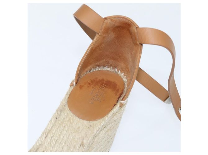 Hermès HERMES Tipoli Espadrilles Schuhe Raffia Beige Auth BA6845 - Ansicht 7
