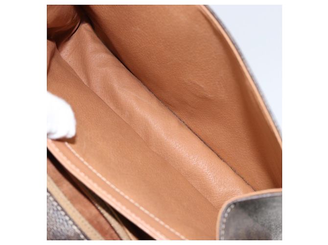 Céline Bolso de mano de lona Macadam Circle CELINE en cuero PVC marrón dorado Auth 149189 Castaño - vista 10