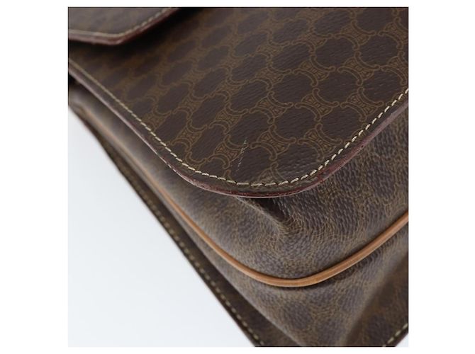 Céline Bolso de mano de lona Macadam Circle CELINE en cuero PVC marrón dorado Auth 149189 Castaño - vista 14