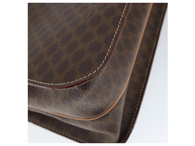 Céline Bolso de mano de lona Macadam Circle CELINE en cuero PVC marrón dorado Auth 149189 Castaño - vista 16