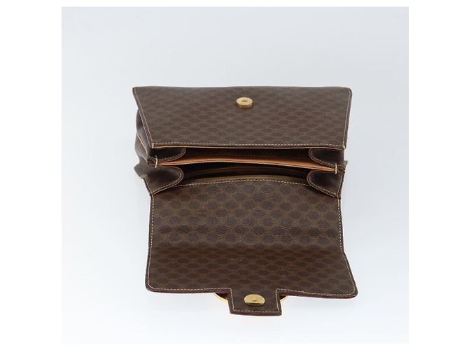 Céline Bolso de mano de lona Macadam Circle CELINE en cuero PVC marrón dorado Auth 149189 Castaño - vista 18