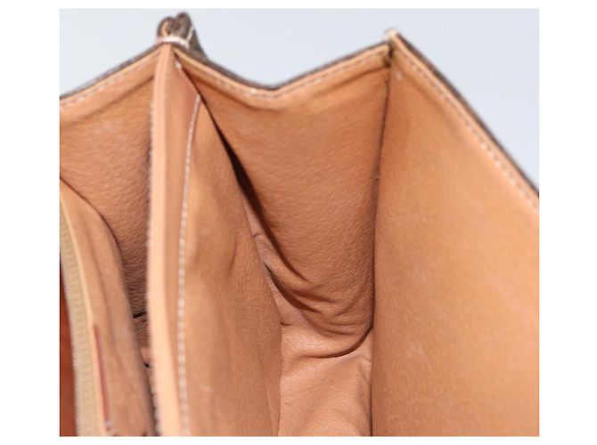 Céline Bolso de mano de lona Macadam Circle CELINE en cuero PVC marrón dorado Auth 149189 Castaño - vista 19