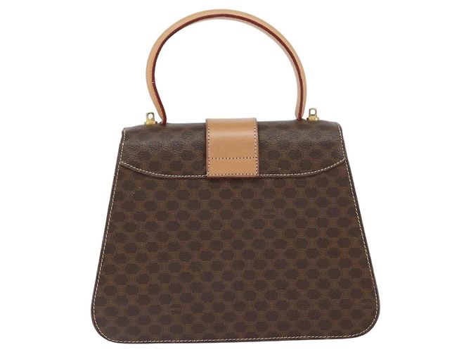 Céline Bolso de mano de lona Macadam Circle CELINE en cuero PVC marrón dorado Auth 149189 Castaño - vista 2
