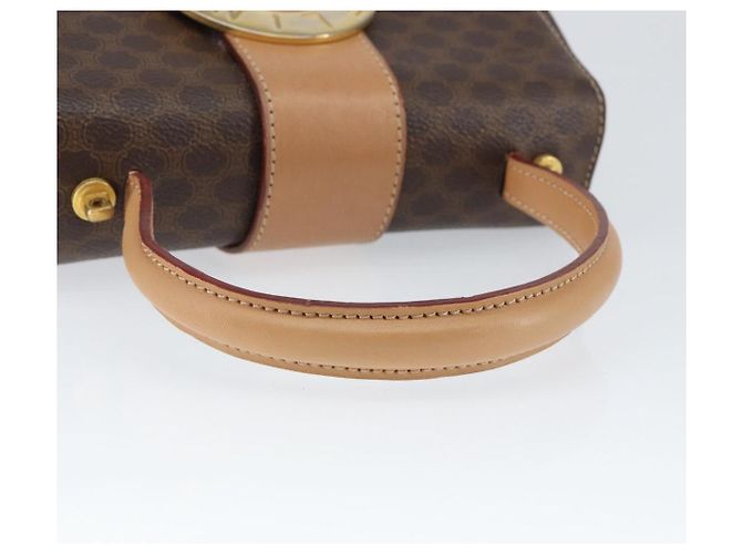 Céline Bolso de mano de lona Macadam Circle CELINE en cuero PVC marrón dorado Auth 149189 Castaño - vista 7