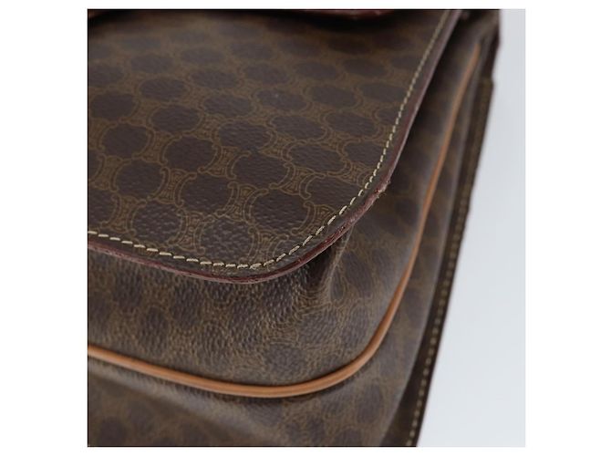 Céline Bolso de mano de lona Macadam Circle CELINE en cuero PVC marrón dorado Auth 149189 Castaño - vista 9