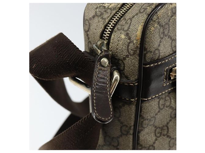 Gucci Borsa a Spalla GG Supreme PVC Marrone Oro 201448 Auth 146911 D'oro - vista 10