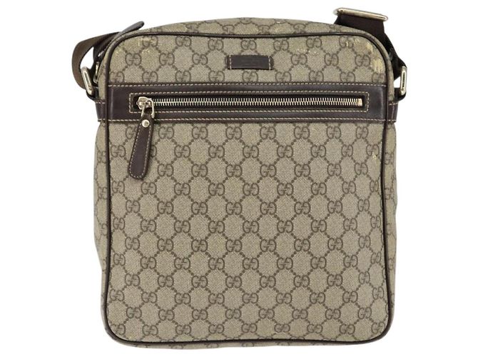 Gucci Borsa a Spalla GG Supreme PVC Marrone Oro 201448 Auth 146911 D'oro - vista 13
