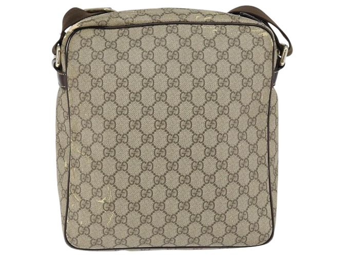 Gucci Borsa a Spalla GG Supreme PVC Marrone Oro 201448 Auth 146911 D'oro - vista 2