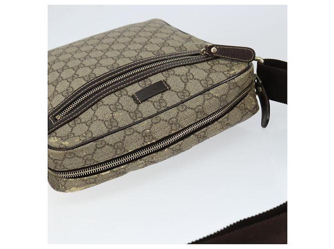 Gucci Borsa a Spalla GG Supreme PVC Marrone Oro 201448 Auth 146911 D'oro - vista 6