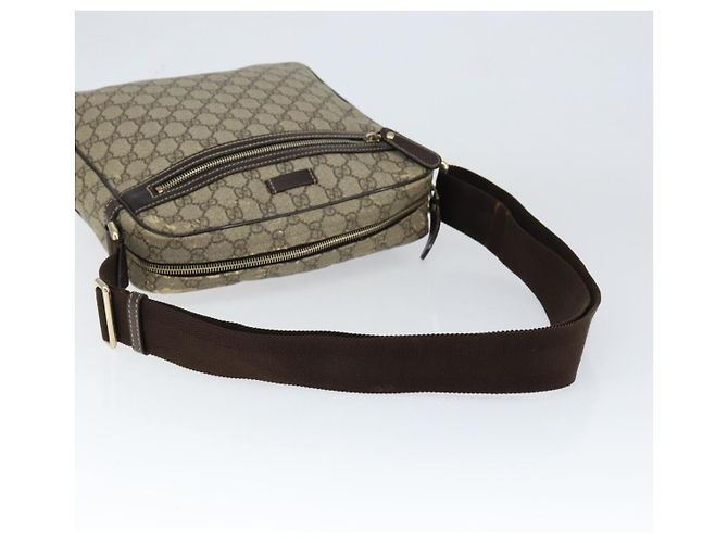Gucci Borsa a Spalla GG Supreme PVC Marrone Oro 201448 Auth 146911 D'oro - vista 7