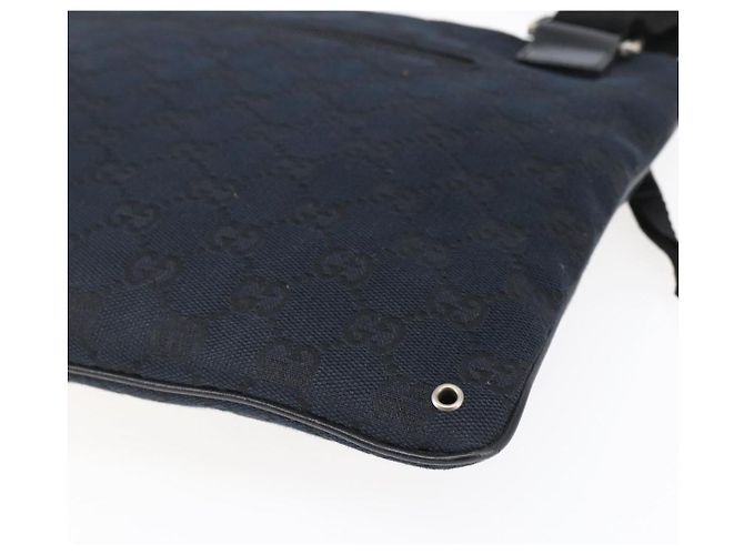 Borsa a Spalla GG Canvas Gucci Nera Argento 90476 Auth am9461 Nero - vista 12