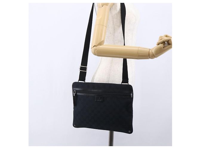 Borsa a Spalla GG Canvas Gucci Nera Argento 90476 Auth am9461 Nero - vista 23