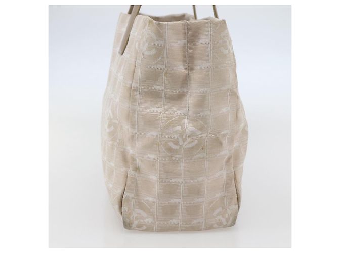 CHANEL Nuova Borsa Tote da Viaggio Nylon Beige Oro CC Auth ti3422 D'oro - vista 4