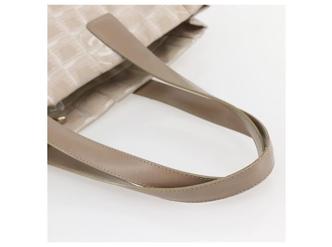 CHANEL Nuova Borsa Tote da Viaggio Nylon Beige Oro CC Auth ti3422 D'oro - vista 7