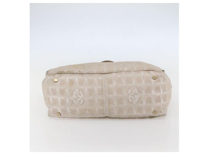 CHANEL Nuova Borsa Tote da Viaggio Nylon Beige Oro CC Auth ti3422 D'oro - vista 9