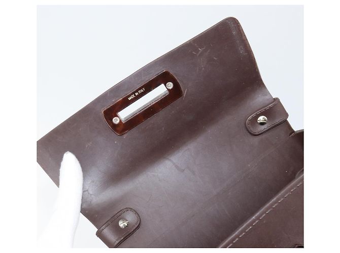 Borsa a mano Gancini in gomma marrone Auth gh987 di Salvatore Ferragamo - vista 15