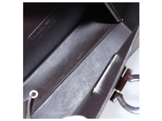 Borsa a mano Gancini in gomma marrone Auth gh987 di Salvatore Ferragamo - vista 17