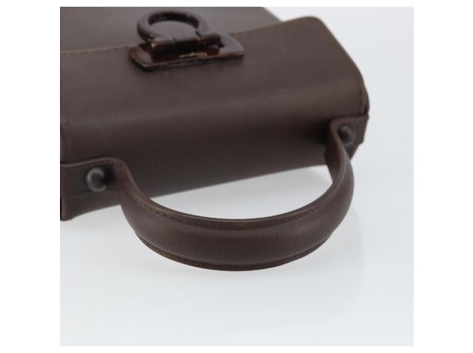 Borsa a mano Gancini in gomma marrone Auth gh987 di Salvatore Ferragamo - vista 7