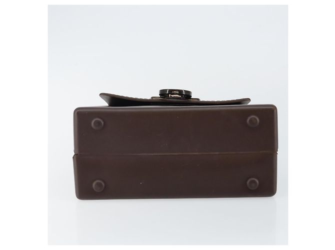 Borsa a mano Gancini in gomma marrone Auth gh987 di Salvatore Ferragamo - vista 9