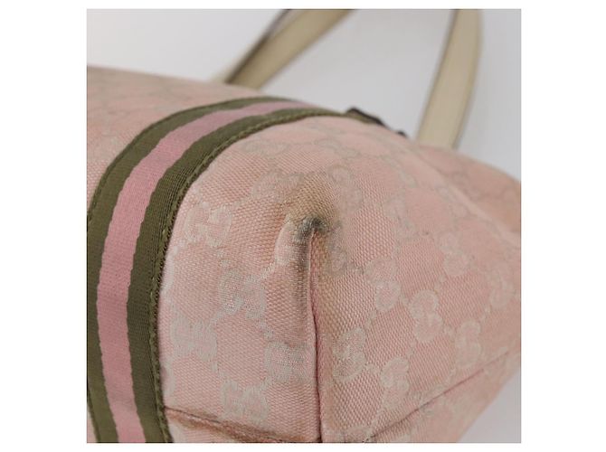 Borsa Tote Gucci GG Canvas Sherry Line Rosa Oro 137396 Auth 144533 - vista 12