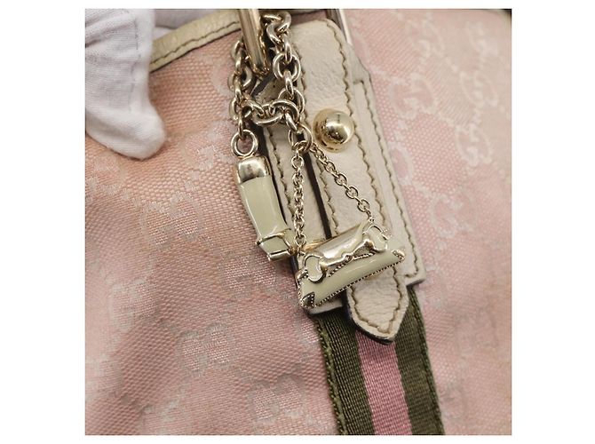 Borsa Tote Gucci GG Canvas Sherry Line Rosa Oro 137396 Auth 144533 - vista 14