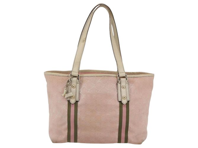 Borsa Tote Gucci GG Canvas Sherry Line Rosa Oro 137396 Auth 144533 - vista 2