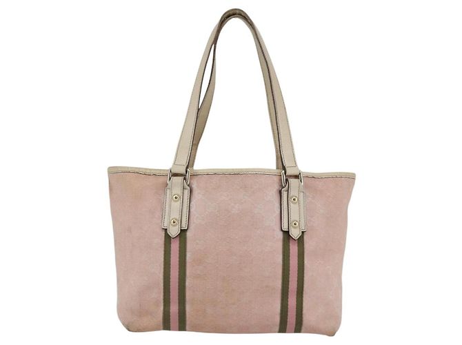 Borsa Tote Gucci GG Canvas Sherry Line Rosa Oro 137396 Auth 144533 - vista 3