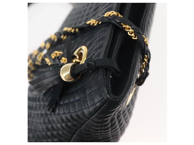 BALLY Borsa a Spalla con Catena Pelle Blu Navy Oro Auth BA6225 D'oro - vista 10