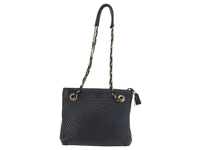 BALLY Borsa a Spalla con Catena Pelle Blu Navy Oro Auth BA6225 D'oro - vista 2