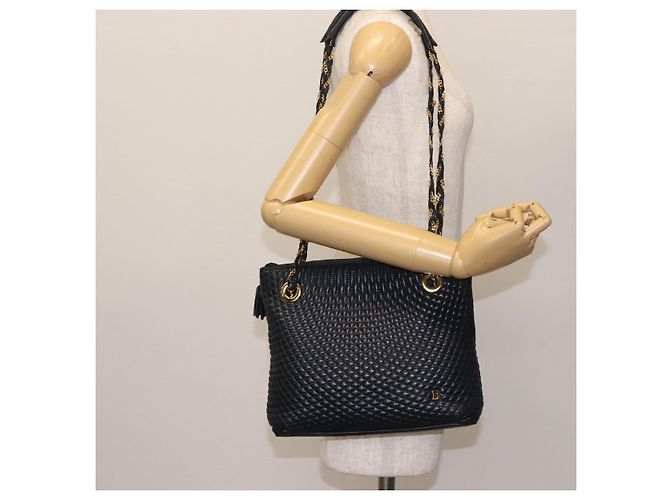 BALLY Borsa a Spalla con Catena Pelle Blu Navy Oro Auth BA6225 D'oro - vista 22