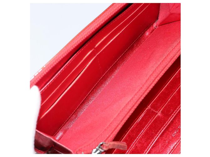 CHANEL Boy Chanel Lange Geldbörse Lackleder Rot Silber CC Auth 143150 - Ansicht 19