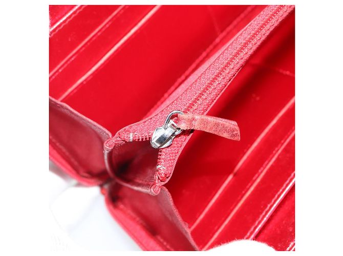 CHANEL Boy Chanel Lange Geldbörse Lackleder Rot Silber CC Auth 143150 - Ansicht 20