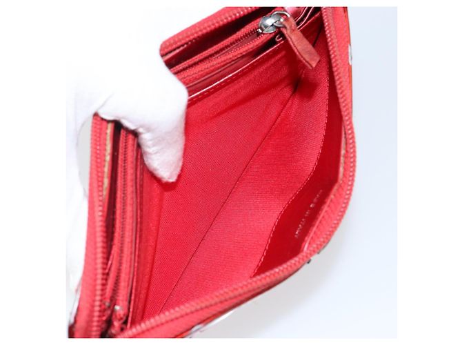 CHANEL Boy Chanel Lange Geldbörse Lackleder Rot Silber CC Auth 143150 - Ansicht 22