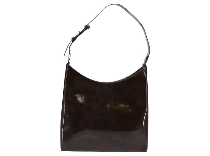 Bolsa de Ombro Chain Vala Esmalte Marrom Prata Auth 143223 de Salvatore Ferragamo - vista 13
