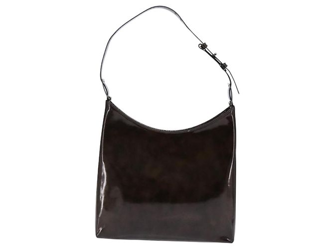 Bolsa de Ombro Chain Vala Esmalte Marrom Prata Auth 143223 de Salvatore Ferragamo - vista 2