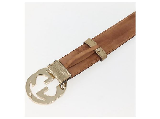 GUCCI GG IMPLEMENTATION INTERLOCKING GÜRTEL 37"" GOLD 114876 Auth 143201 Golden - Ansicht 9