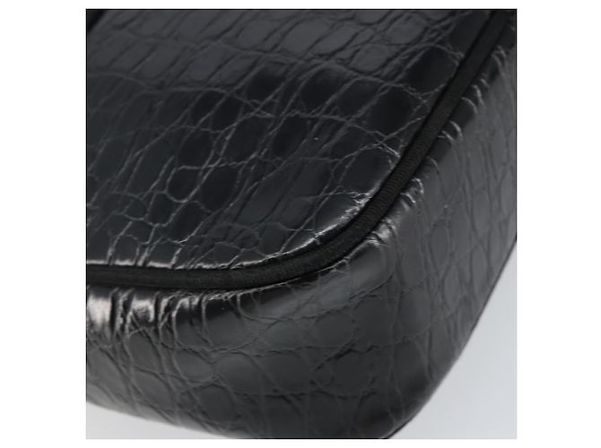 Borsa a Spalla Vala in Pelle Embossed Nera e Oro Auth BA6288 di Salvatore Ferragamo Nero D'oro - vista 14