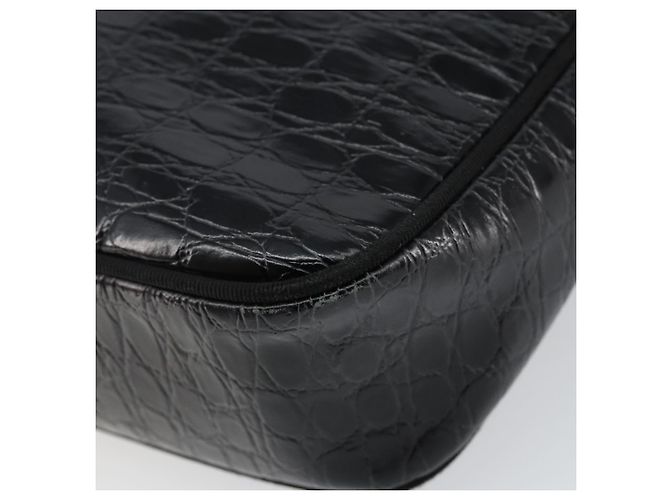 Borsa a Spalla Vala in Pelle Embossed Nera e Oro Auth BA6288 di Salvatore Ferragamo Nero D'oro - vista 15