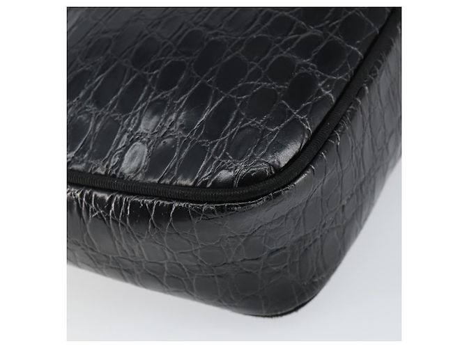Borsa a Spalla Vala in Pelle Embossed Nera e Oro Auth BA6288 di Salvatore Ferragamo Nero D'oro - vista 16